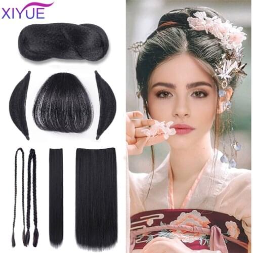XIYUE Hanfu Fake Hair Costume Fairy Fairy Wig Bag Ancient Style Flower Thousand Bone Croissant Hair Bun Hair Pad Hair Set