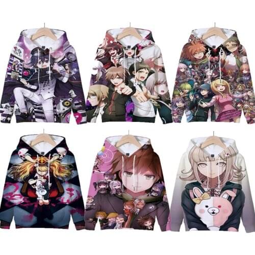 Anime Danganronpa Hoodie Boys Girls Hooded Bear Long Sleeve Monokuma Cosplay Costume Unisex Sweatshirt Daily Women Men Coat
