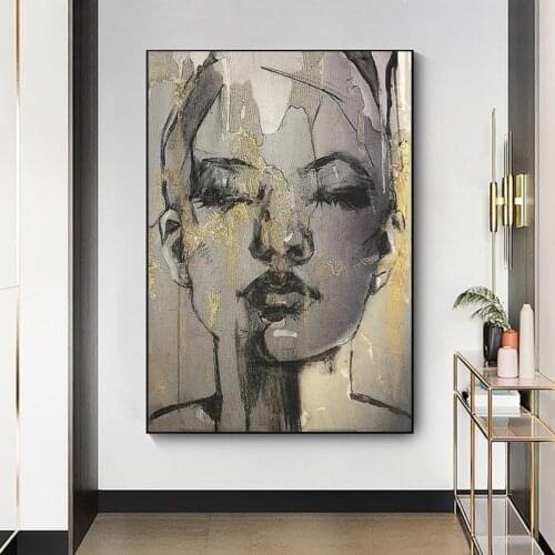 Wandkleed Face Black Canvas Posters Canvas Painting Wall Art Pictures Posters and Prints Wall Decoration for Living Room