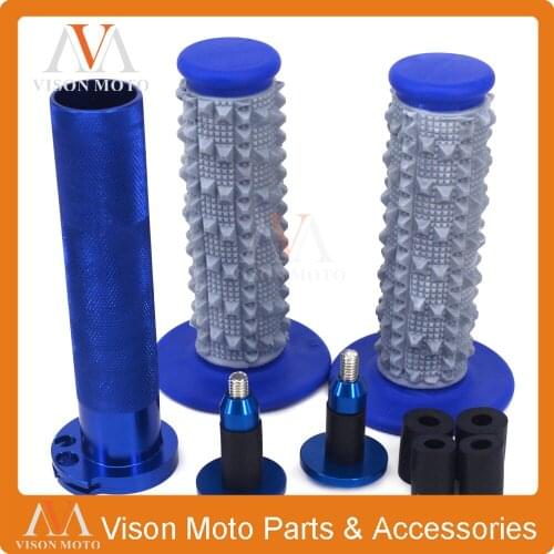 Billet 7/8" 22MM Throttle Clamp Twist Tube & Handlebar Cap Plugs & Grips For YAMAHA YZF450 YZ450F 03-13 WRF250 WR250F 2001-2014
