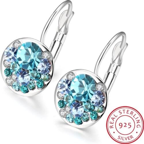 Crystal From Lekani Fashion Round Charming Stud Earrings with Czech Crystal Women Earrings Wholesale Jewelry Brinco