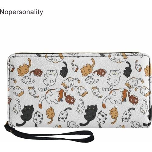 Lady Stylish Clutch Wallets Cat Print Ladies Clutch Purses Bag New Coin Wallet with Strap for Female Party Women Gifts Custom