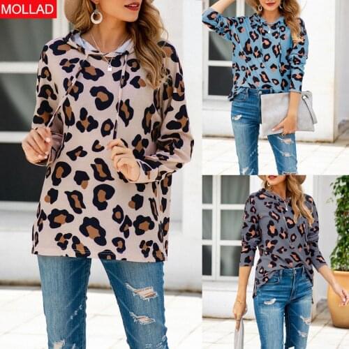 Womens 2021 Autumn New Comfort Long Sleeve Womens Printed Hooded Sweater Top