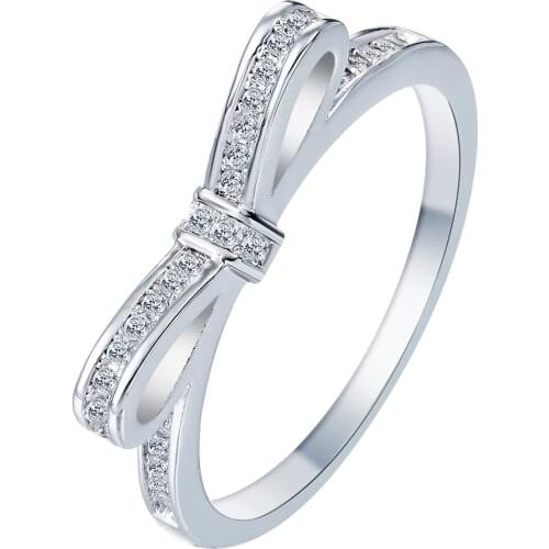 Romantic women bowtie Rings princess lovely Cubic Zircon stone Engagement wedding Ring women butterfly bowknot jewelry wholesale