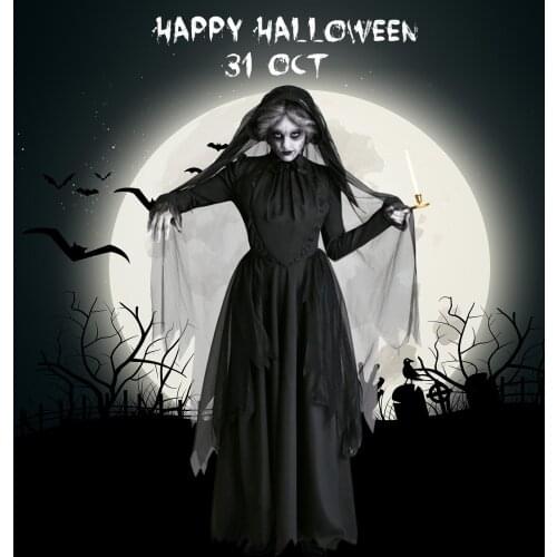 Women Gothic Style Dress Hoodies Halloween Witch Ghost Death Costumes Party Festival Clothing Cosplay Cloak Long Dress #40