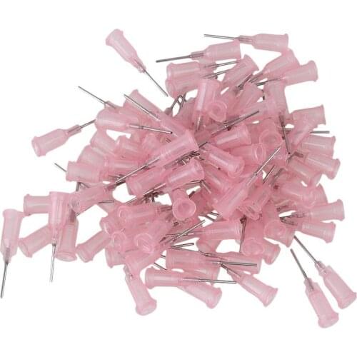 1/2" Plastic Spiral 20Ga Pink Connector Stainless Steel Adhesive Glue Dispensing Needles Tip Pack of 100
