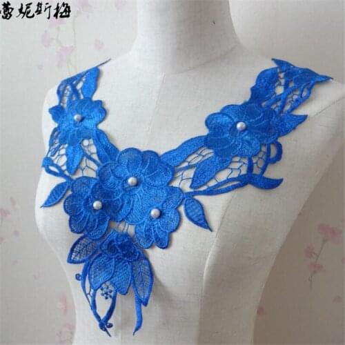 10Pieces 8colors 34X38cm Polyester Beaded Floral Flower Motif Venise Lace Collar Trim Lady Dress Decoration YL0025