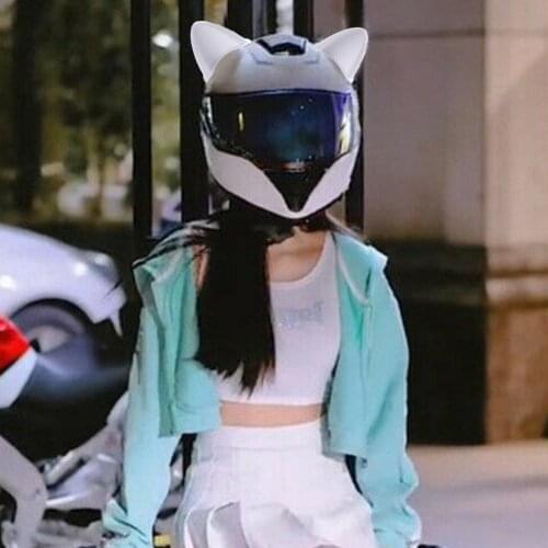 Helmet Decoration 2PCS Cat Ears Adhesive Stickers Motocross Full Face Off Road Helmet Decorative Sticker