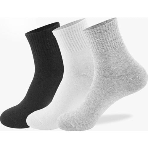 6Pcs=3Pairs/lot Solid Color Cotton Socks Men Fashion In Tube Socks Winter Male Casual Business Breathable Black Socks