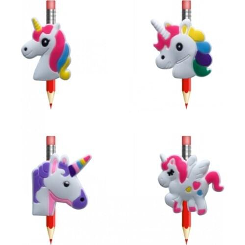8pcs/lot Cute Unicorns PVC Pencil Topper Pen Grips Accessory Pencil Caps School Office Stationery DIY Craft Kid Gift