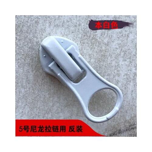 Free shipping 50pcs/lot 5# White Nylon zipper slider quilt cover pocket tent case bag reverse zipper slider with auto lock