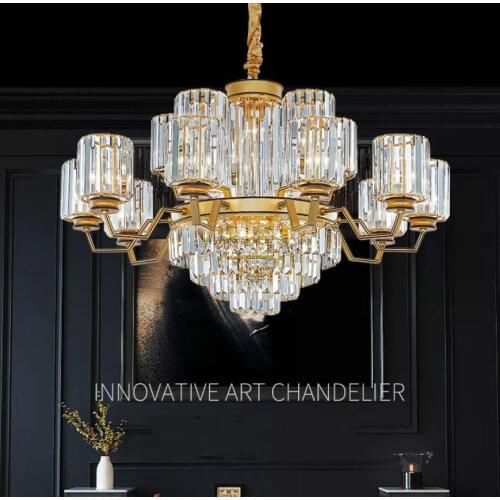 Modern Crystal Pendant Lamp Golden Chandelier Decora Pendant Lamps Bedroom Living Room Dining Room Hotel Home Decor Hanging Lamp