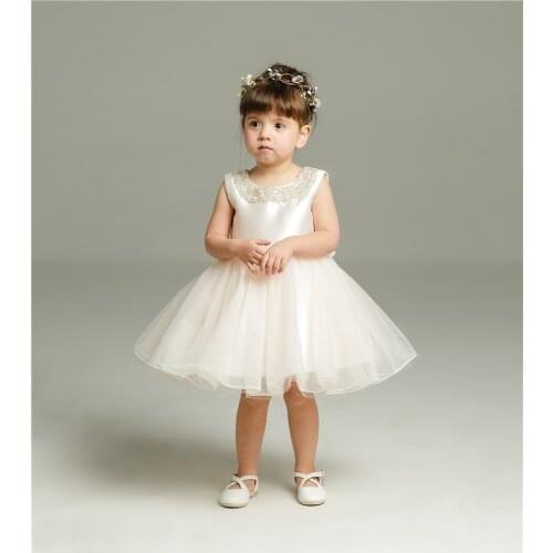 Baby full moon banquet clothing princess outfits girl clothes evening dress children party one-piece dresses with lovely bow
