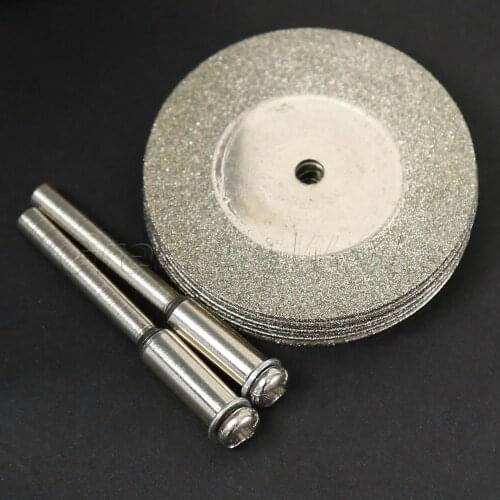 Dophee 10pcs 35mm Stone Jade Glass Diamond Cutting Disc Fit Rotary Tool Dremel Drills Sheet Tool with Two Mandrel Arbor
