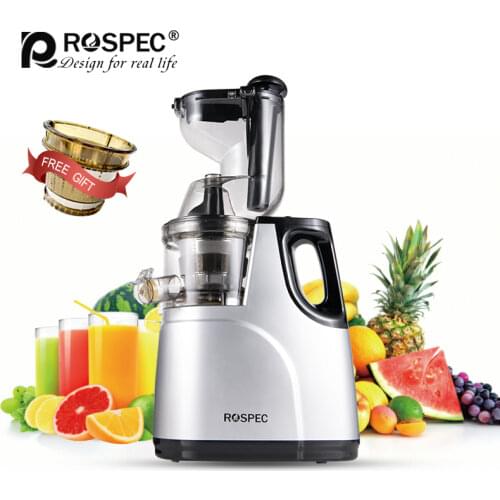 ROSPEC Electric Household Slow Juicer Stainless Steel Large Caliber Extractor for Food Fruit Vegetable Free Filter Easy Cleaning