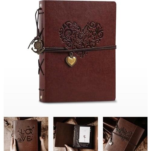 Photo Album Vintage Leather Scrapbook Wedding Guest DIY Memories Book Refillable Black Pages Birthday Gift Anniversary Present