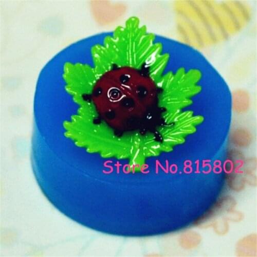DYL051U Leave With Beetle Flexible Silicone Mold - Polymer Clay Sugarcraft Miniature Food Molds, Fake Food Mould
