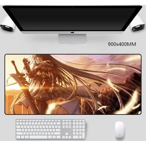 Anime Girl Warrior Picture Mice Mats Computer Laptop Gamer Gaming Pads with Locked Edge Mouse Pad All Size L/XL/XXL for Player