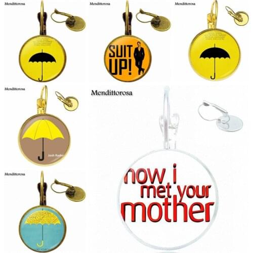 How I Met Your Mother Umbrella Yellow New Arrival Glass Statement Women Round Bronze/Silver/Golden Clip Ear Hook Drop Earrings