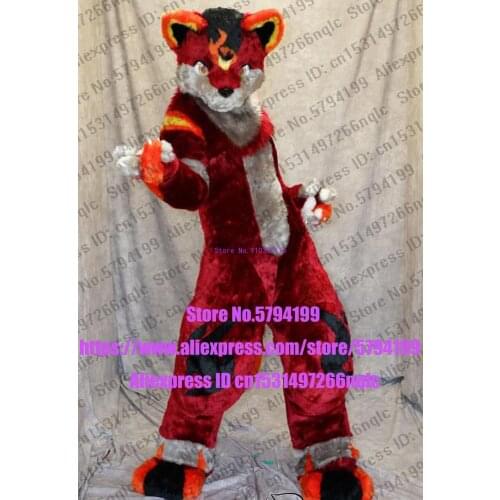 RED husky dog Customized Available REAL PHOTO full sets Suit fursuit Costume fox Party Dress Carnival Gift