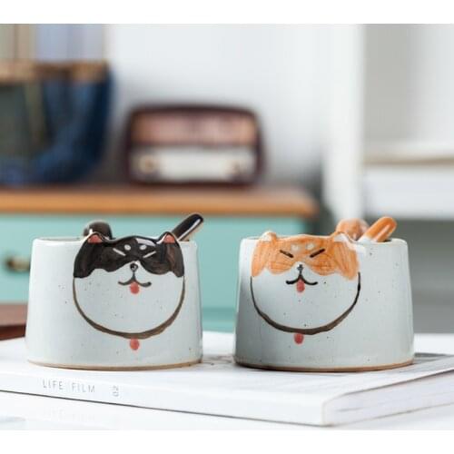Creative cartoon abstract dog ceramic cup Funny handmade art ceramic animal coffee cup