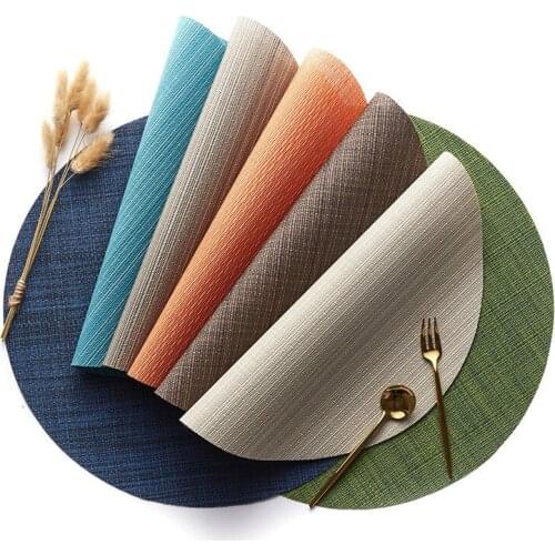 PVC Round Placemat Printed Weaving Hotel Antiskid Insulation Anti Scald Fashion Decoration European style Home