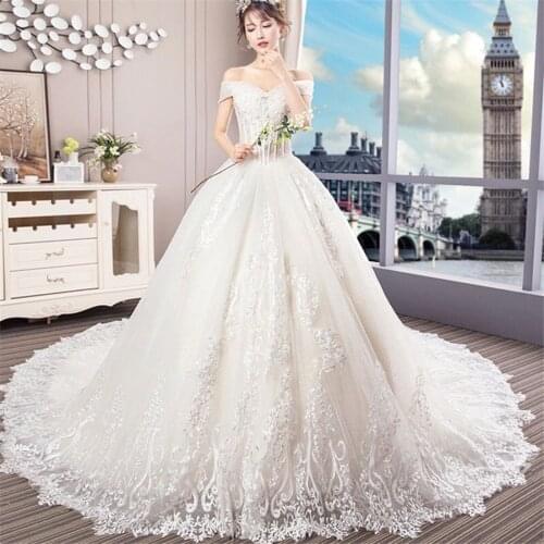 Off Shoulder Lace A-Line Wedding Dresses Lace Appliques Beaded Bridal Gowns Princess Formal Custom Spring Garden Wedding Wear