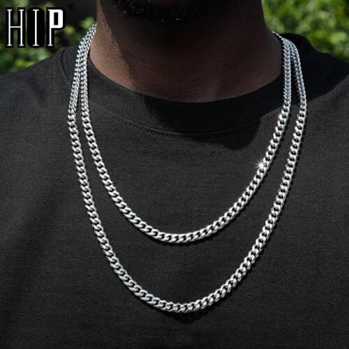 HIP Width 6MM Silver Color 316L Stainless Steel Necklace Men Cuban Miami Chain Twisted Necklaces Jewelry 20-30inch Length