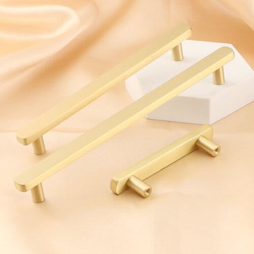Brass Furniture Door Handles Flat Sheet Cabinet Wardrobe Handle Drawer Pulls Bar Kitchen Bedroom Accessory Handle Knobs