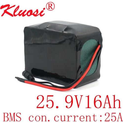 KLUOSI 7S5P 24V 16Ah 25.2V 29.4V Lithium Battery Pack with 25A BMS for Electric Motor Bicycle Scooter Wheelchair Motor Electric