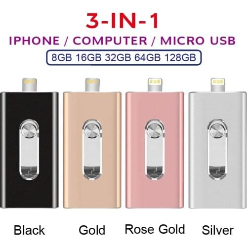 Metal OTG Usb Flash Drive 32GB 128GB 256GB Pendrive External storage For iphone X 8 7 Plus 6 6s Plus 5S ipad Macbook