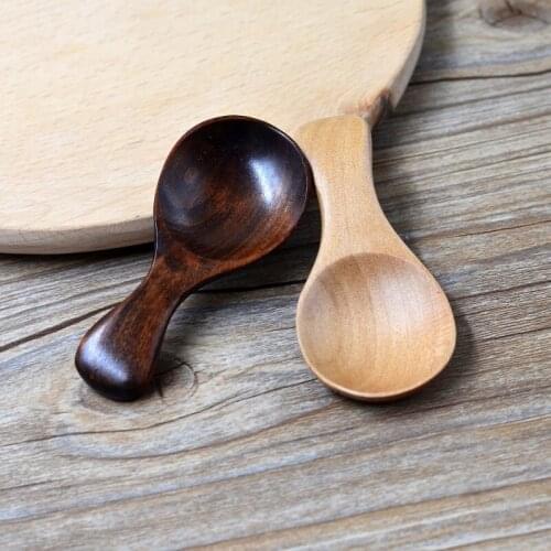 Mini Wood Spoon Condiment Utensil Tea Coffee Milk Powder Spoon Kids Ice Cream Scoop Tableware W9094