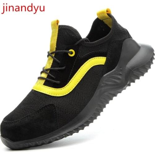 Mens Work Shoes Steel Toe Safety Shoes Comfy Lightweight Anti-Smashing Anti-puncture Construction Sneaker Security Footwear