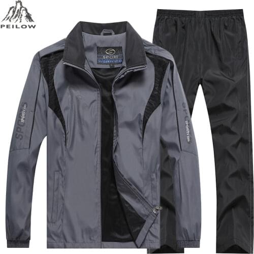 4XL 5XL Men Tracksuits Gyms Set 2019 Mens Sportswear Spring Autumn Sweatsuit Two PCS Jacket+Pants Sets Casual Track Suit Men