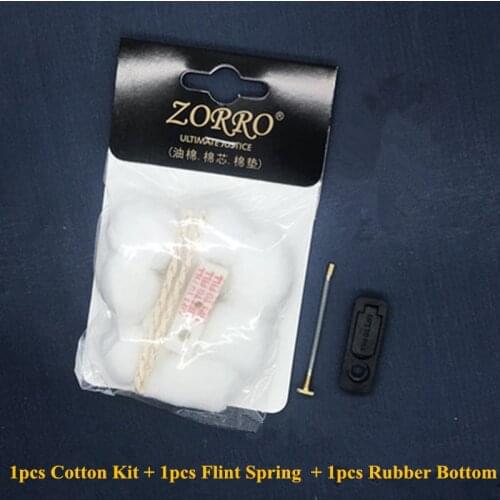 Oil Absorbent Cotton Wicks Pad Kit & Rubber Bottom & Flint Spring Set Maintenance Repair Accessory For ZP Zorro Kerosene Lighter