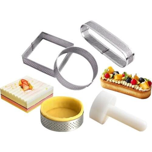 Stainless Steel Cake Molds Round Square Perforated Ventilation Mousse Ring Biscuit Dessert Oval Cutter DIY Kitchen Baking Tools