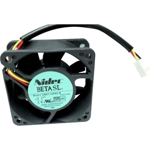 Original NIDEC D06T-12PS2 B 6cm 60*60*25mm DC 12V 0.25A 3 line double ball speed cooling fan