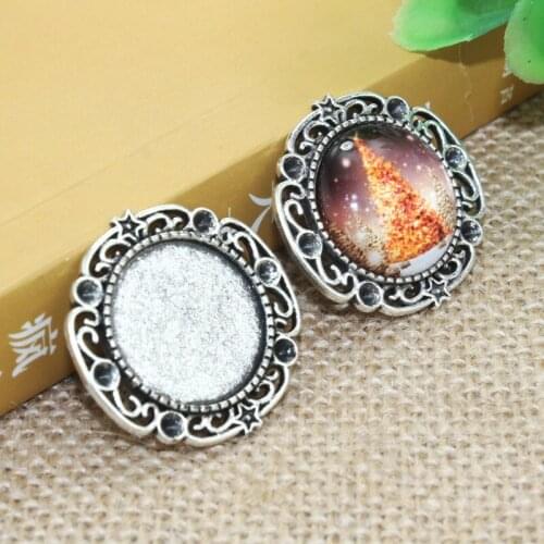 10pcs 20mm Inner Size Zinc alloy Simple Necklace Pendant Cameo Cabochon Base Base Tray Bezel Blank A0015