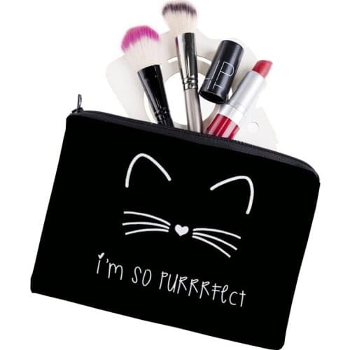 Black Cat Pencil Case Polyester Large Capacity Pencil Bags Pen Box Makeup Pouch School Supplies Stationery Student Pen Bag
