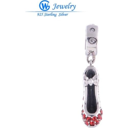 2pcs/lot European bracelet brand lady shoes charms crystal beads 925 sterling silver jewelry gw Fashion wholesale S006H15