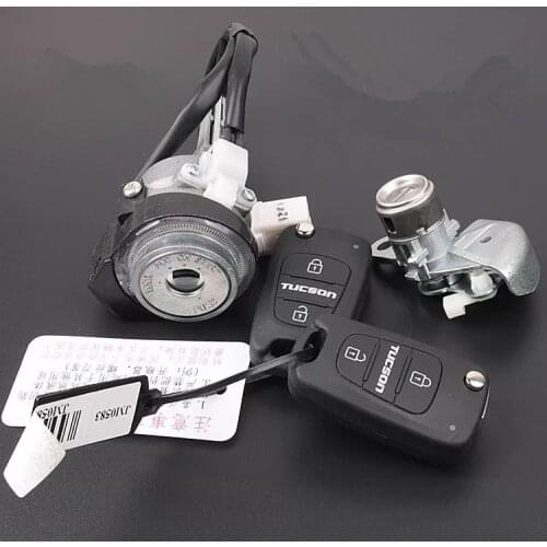 Full Set Car Lock Cylinder For Hyundai Tucson With Two Remote Keys,Trunk And Door Locks Cylinder