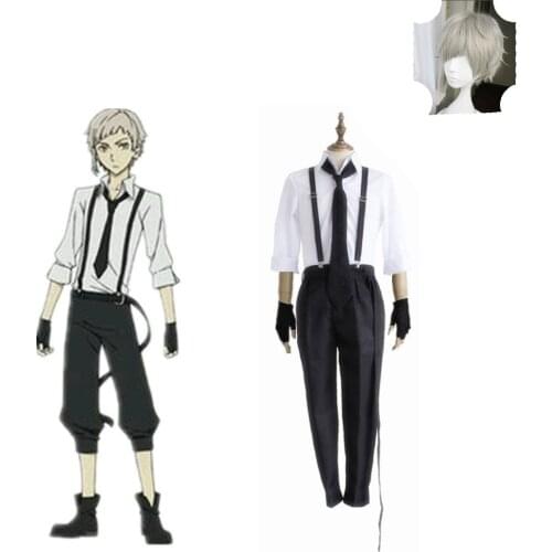 Bungo Stray Dogs Cosplay Nakajima Atsushi Costume Full Set ( Shirt Pants Tie Gloves ) Anime Cosplay Costumes