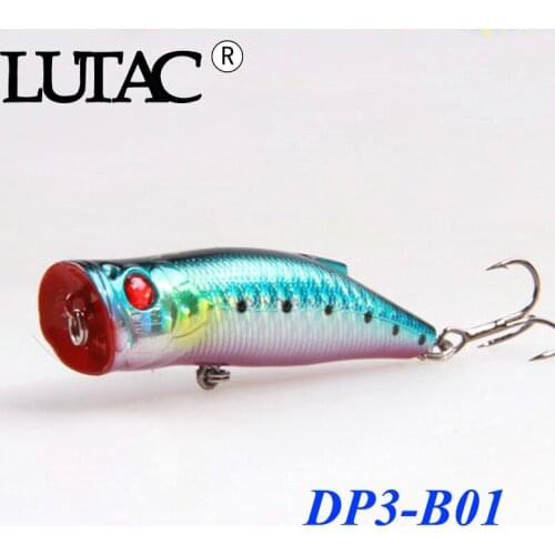 Popper fishing bait 70mm 10g Floating Treble hooks topwater ABS hard plastic lure 5 colors available