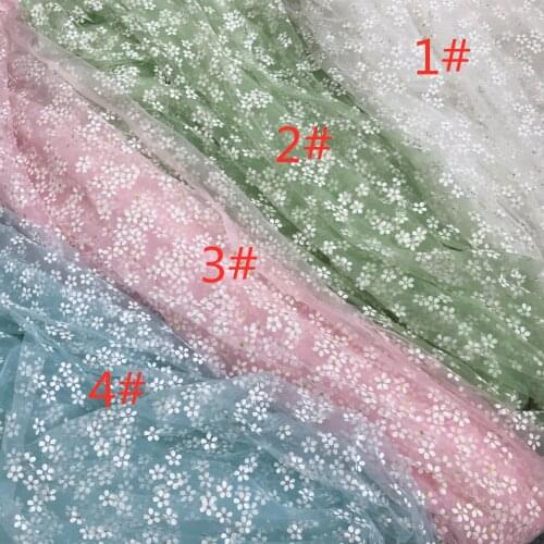 Printed Cherry Tulle Lace Fabric Soft Glitter Flower Net Material For Wedding Dress Bridal Dress DIY Garments, 150cm, 2 yards
