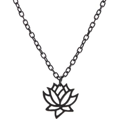 Simple Style Fashion Lotus Pendant Necklace for Women Lotus Flower Jewelry Necklaces Party Gifts Gold/Silver/Black