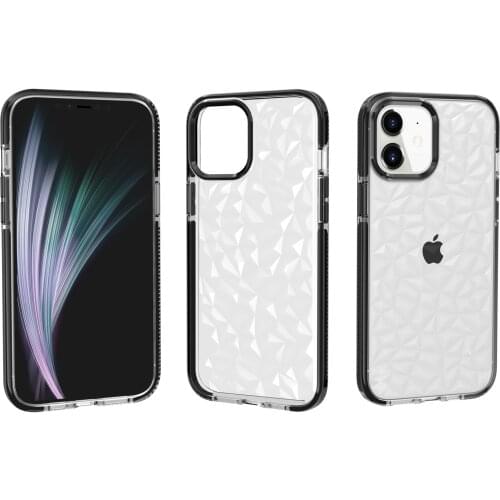 Diamond Textured Transparent Shockproof Case for iPhone 12 11 Pro Max Mini Clear Back Shell