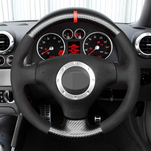 Hand-Sew Black Genuine Leather Steering Wheel Cover For Audi A2 8Z A3 8L Sportback A4 B6 Avant A6 C5 A8 D2 TT 8N S3 S4 RS 4 RS