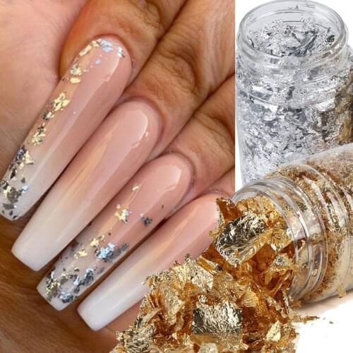 Silver Rose Gold Holographic Foil Nail Foils Decals Glitter Irregular Transfer Stickers Nail Art Tips DIY Nail Art Decoration