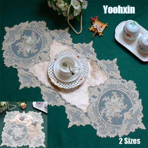 Modern lace embroidery Placemat Table place Mat cloth tea drink Doily Cup dish coffee Coaster mug Wedding dining pan Pad kitchen