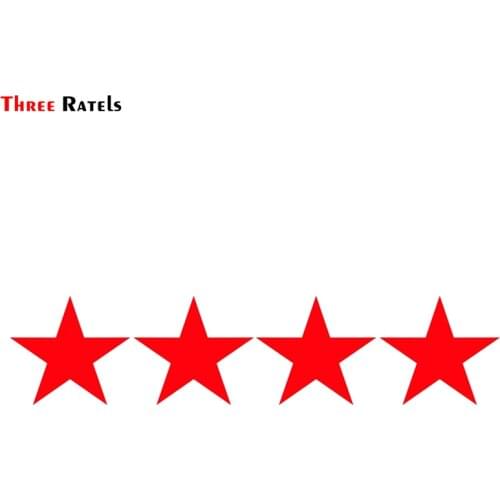 Three Ratels TZ-1176 10*44.2cm 1-2 Pieces Car Sticker 4 Red Stars Each Size 10*10.9cm Funny Car Stickers Auto Decals